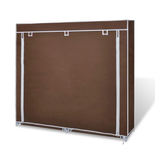 Armoire à Chaussures Avec Housse 115 X 28 X 110 Cm Tissu Marron