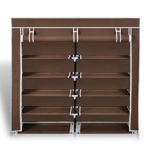 Armoire à Chaussures Avec Housse 115 X 28 X 110 Cm Tissu Marron