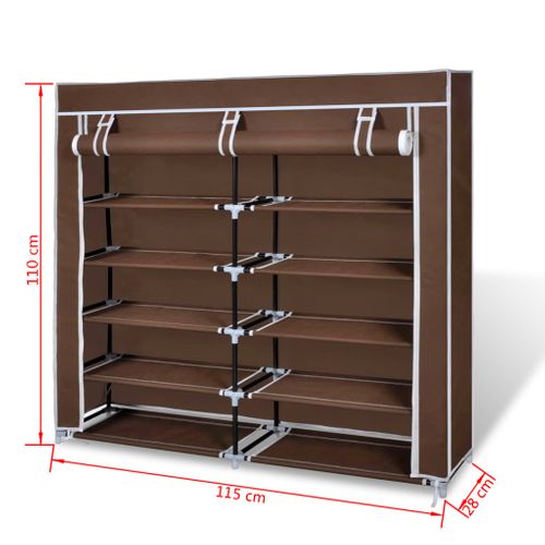 Armoire à Chaussures Avec Housse 115 X 28 X 110 Cm Tissu Marron