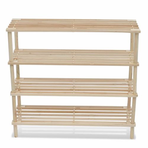 Range-chaussures à 4 Étagères 2 Pièces Bois De Sapin Solide