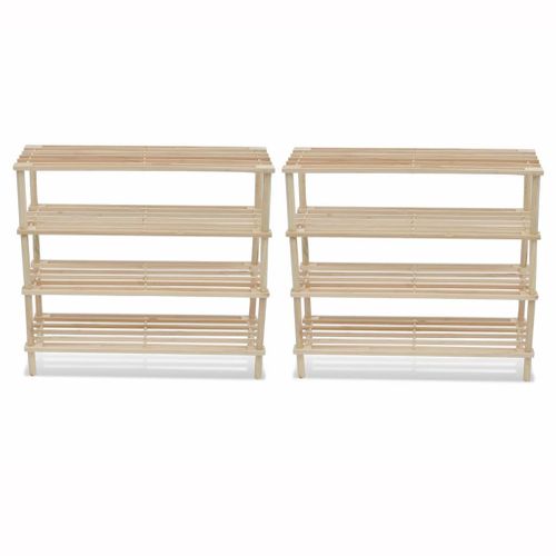 Range-chaussures à 4 Étagères 2 Pièces Bois De Sapin Solide