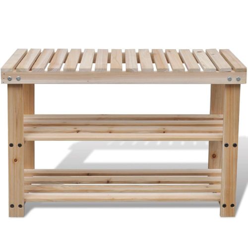 Étagère à Chaussures 2 En 1 Et Dessus Banc Bois De Sapin Massif