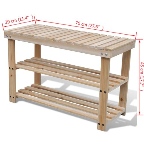 Étagère à Chaussures 2 En 1 Et Dessus Banc Bois De Sapin Massif