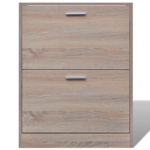 Meuble à Chaussures En Bois Avec 2 Compartiments Aspect Chêne