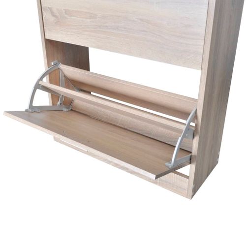 Meuble à Chaussures En Bois Avec 2 Compartiments Aspect Chêne