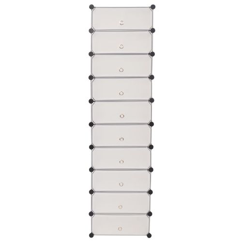 Armoire à Chaussures Avec 10 Compartiments Blanc