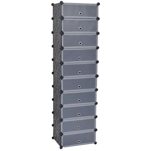 Armoire à Chaussures Avec 10 Compartiments Noir