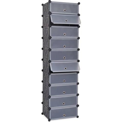 Armoire à Chaussures Avec 10 Compartiments Noir