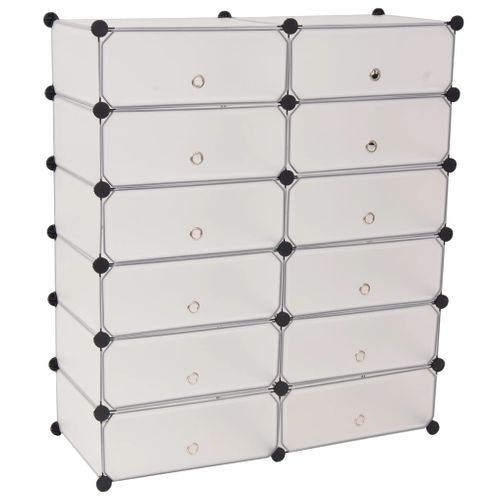 Armoire à Chaussures Avec 12 Compartiments Blanc