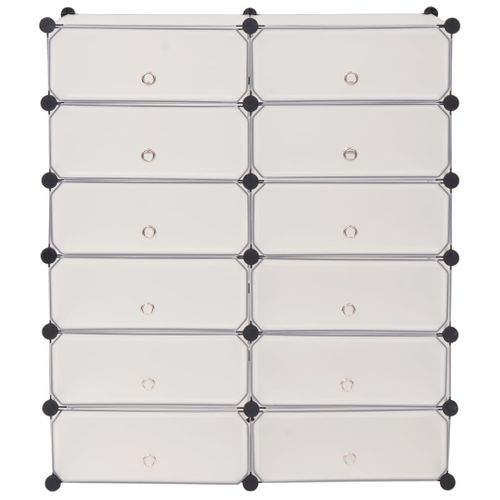 Armoire à Chaussures Avec 12 Compartiments Blanc