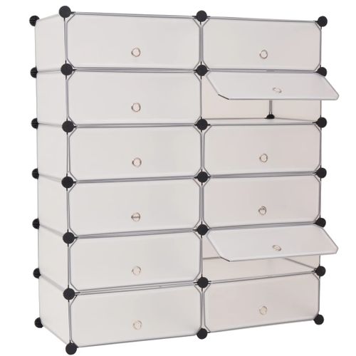 Armoire à Chaussures Avec 12 Compartiments Blanc