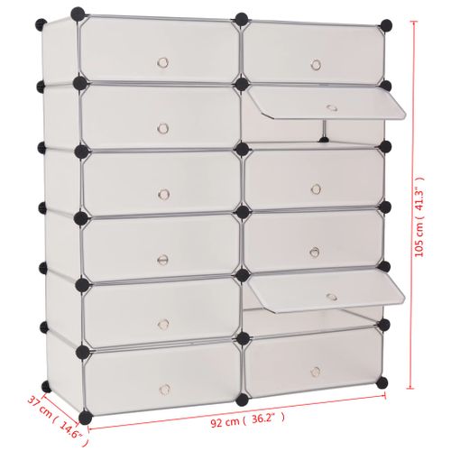 Armoire à Chaussures Avec 12 Compartiments Blanc