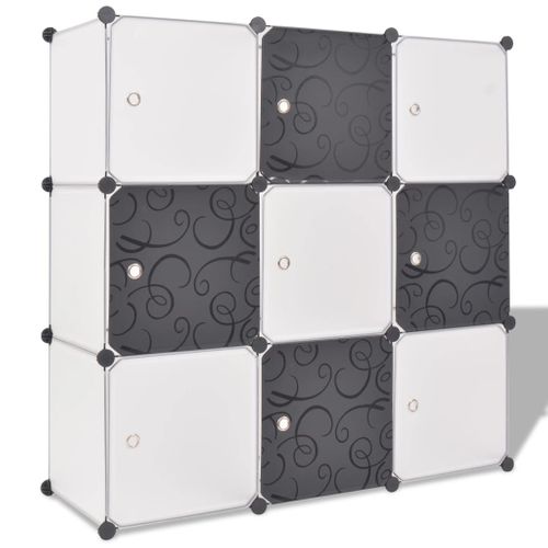 Organisateur De Rangement Cube Avec 9 Compartiments Noir/blanc