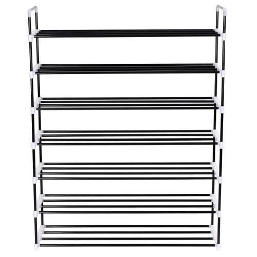 Range-chaussures Avec 7 Étagères Métal Et Plastique Noir