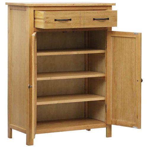 Armoire à Chaussures 76x37x105 Cm Bois De Chêne Solide