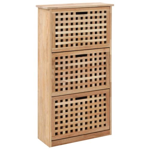 Armoire à Chaussures 55x20x104 Cm Bois De Noyer Massif