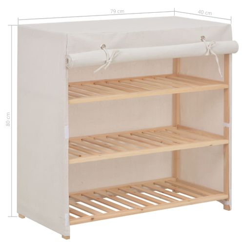 Armoire à Chaussures Avec Housse Blanc 79x40x80 Cm Tissu