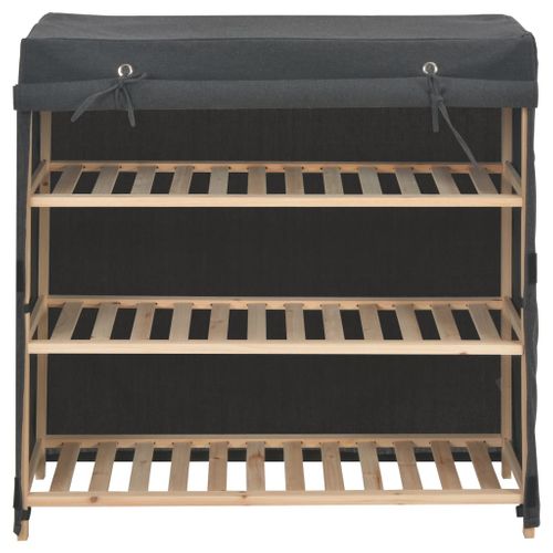 Armoire à Chaussures Avec Housse Gris 79x40x80 Cm  Tissu