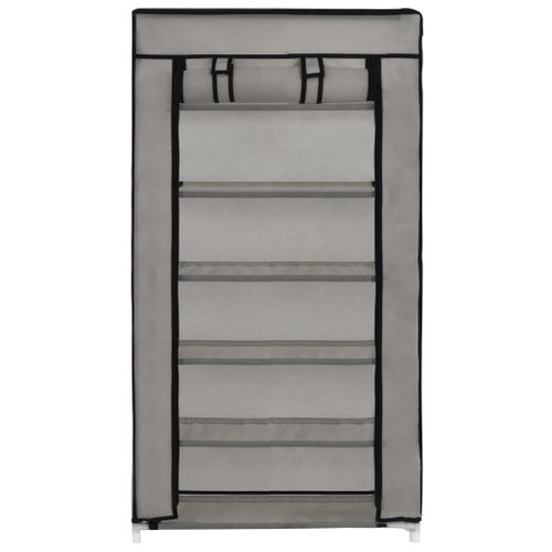 Armoire à Chaussures Avec Housse Gris 58x28x106 Cm Tissu