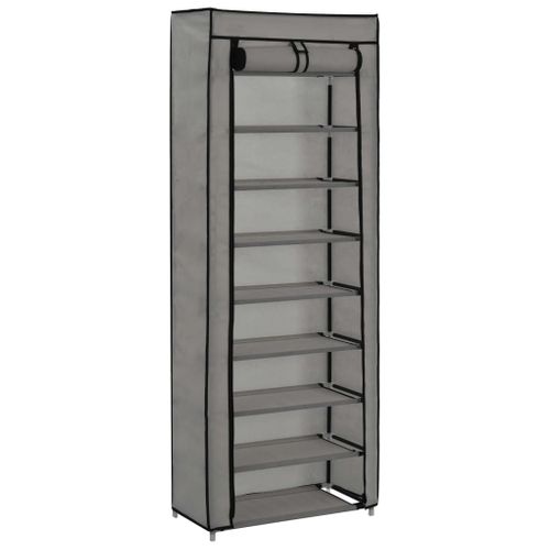 Armoire à Chaussures Avec Housse Gris 57x29x162 Cm Tissu