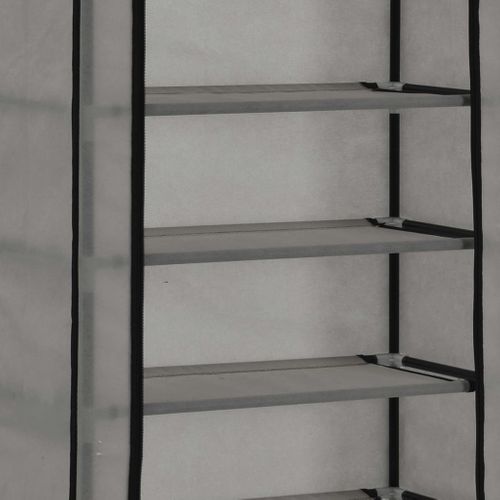 Armoire à Chaussures Avec Housse Gris 57x29x162 Cm Tissu