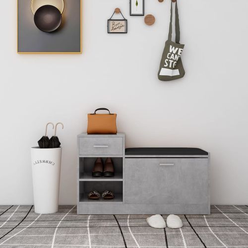 Banc à Chaussures Gris Béton 94,5x31x57 Cm Aggloméré