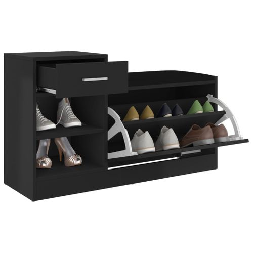 Banc à Chaussures Noir Brillant 94,5x31x57 Cm Aggloméré