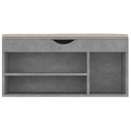 Banc à Chaussures Avec Coussin Gris Béton Bois D'ingénierie