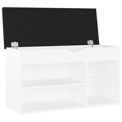 Banc à Chaussures Avec Coussin Blanc Bois D'ingénierie