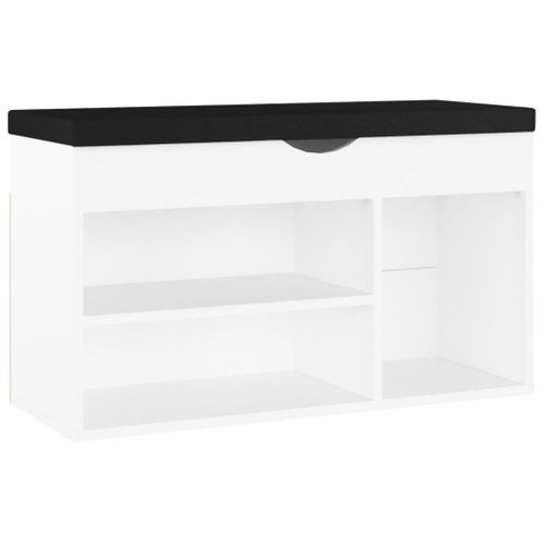 Banc à Chaussures Avec Coussin Blanc Bois D'ingénierie