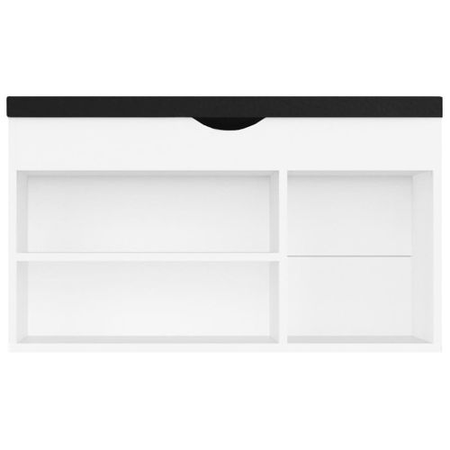 Banc à Chaussures Avec Coussin Blanc Bois D'ingénierie