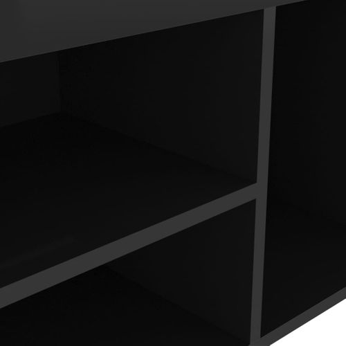 Banc à Chaussures Et Coussin Noir Brillant Bois D'ingénierie