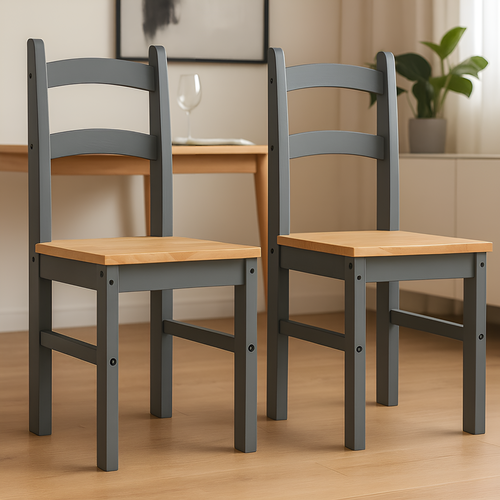 Chaises à Manger Lot De 2 Gris 40x46x99 Cm Bois Massif De Pin