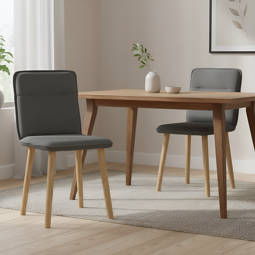 Chaises à Manger Lot De 2 Gris Foncé Tissu