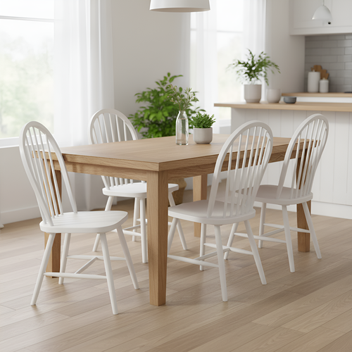Chaises à Manger Lot De 4 Blanc Bois D'hévéa Solide