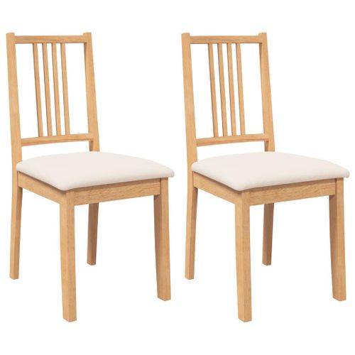Chaises à Manger Coussins 2 Pièces Naturel Bois Massif Caoutchouc