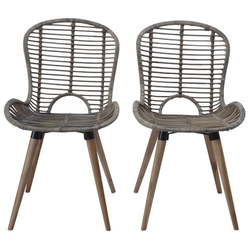 Chaises à Manger Lot De 2 Marron Rotin Naturel