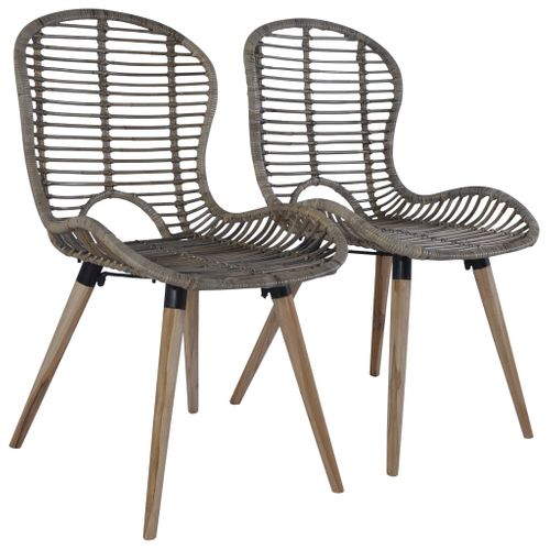 Chaises à Manger Lot De 2 Marron Rotin Naturel
