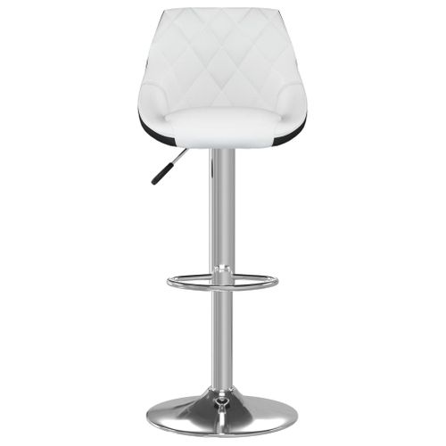 Tabourets De Bar Lot De 2 Blanc Et Noir Similicuir