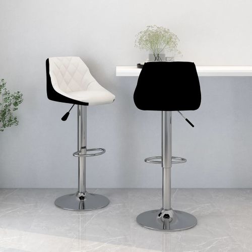 Tabourets De Bar Lot De 2 Blanc Et Noir Similicuir