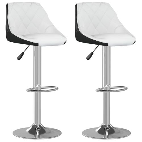 Tabourets De Bar Lot De 2 Blanc Et Noir Similicuir
