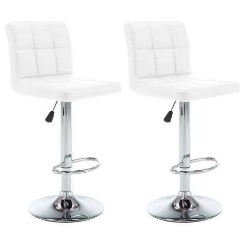 Tabourets De Bar Lot De 2 Blanc Similicuir