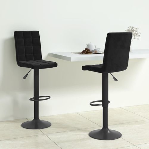 Tabourets De Bar Lot De 2 Noir Velours