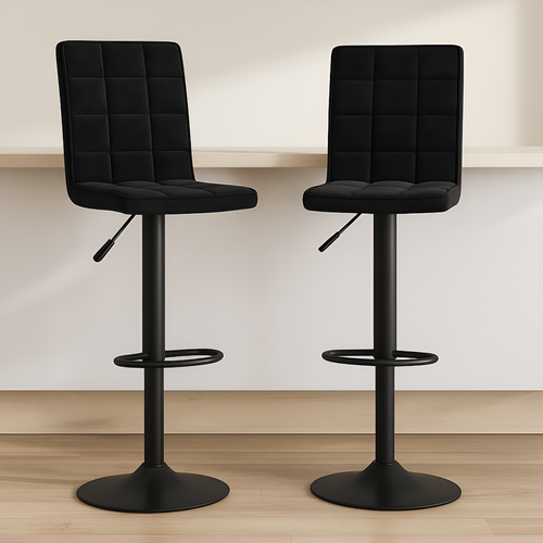 Tabourets De Bar Lot De 2 Noir Velours