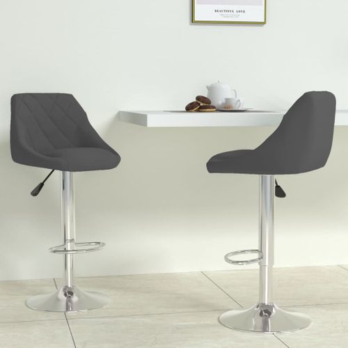 Tabourets De Bar Lot De 2 Gris Foncé Velours
