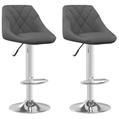 Tabourets De Bar Lot De 2 Gris Foncé Velours