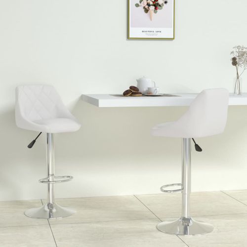 Tabourets De Bar Lot De 2 Blanc Similicuir