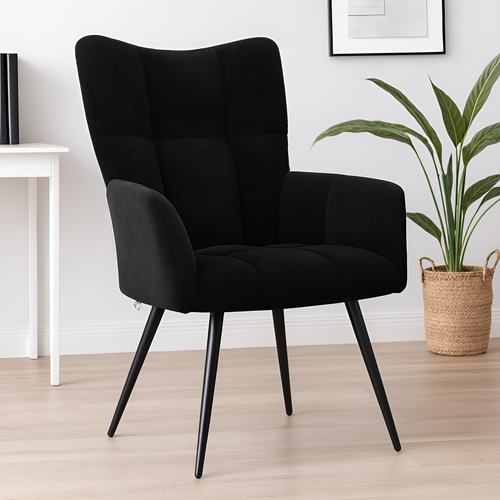 Chaise De Relaxation Velours Noir pour bureau