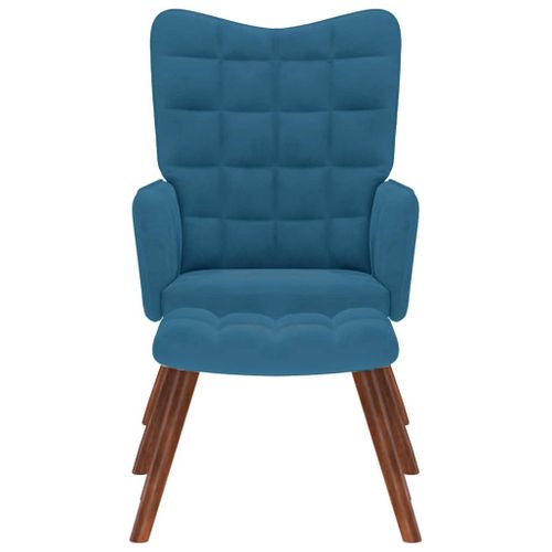 Chaise De Relaxation Avec Tabouret Bleu Velours