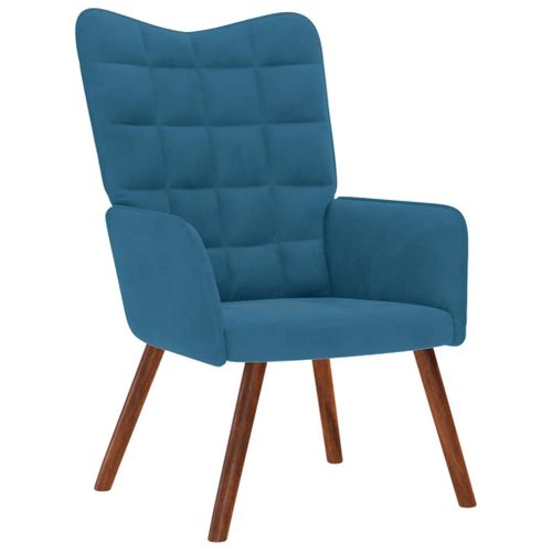 Chaise De Relaxation Avec Tabouret Bleu Velours